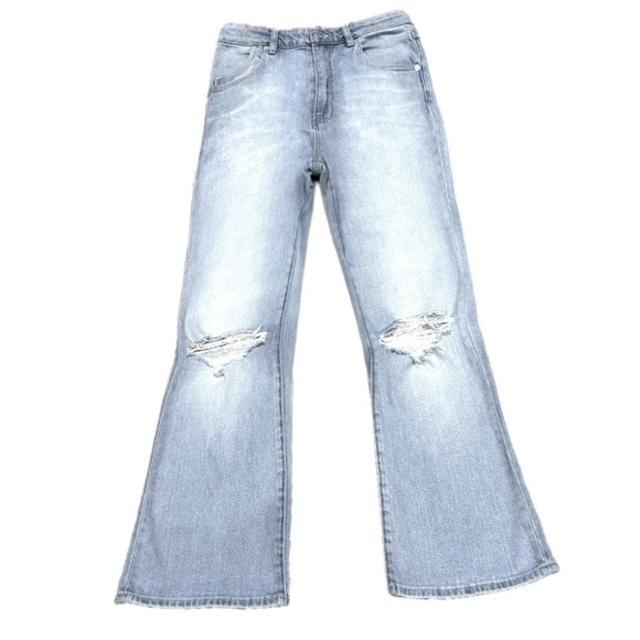 👖🛹 ROLLA’S Aussie Dusters Bootcut Crop Jeans | Bluebird Blue Distressed, Sz 26 - Picture 1 of 5
